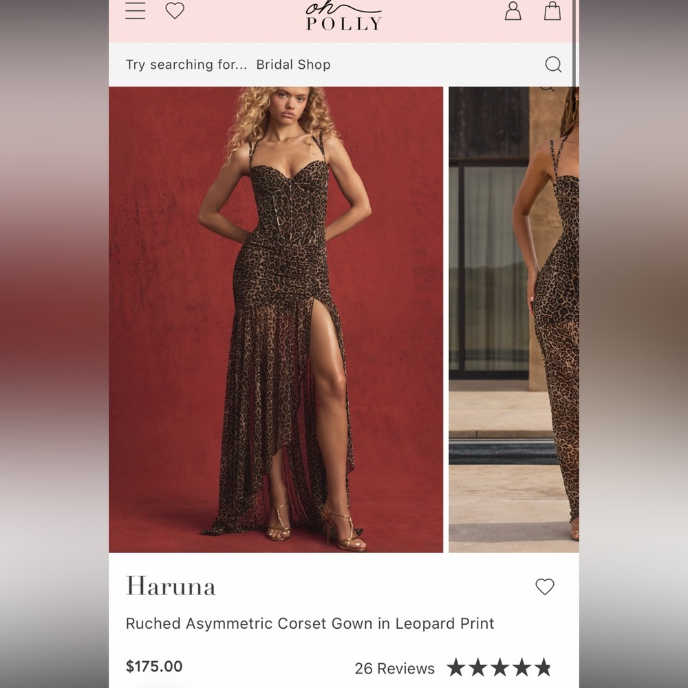 Haruna Leopard Print Ruched Asymmetric Corset Gown